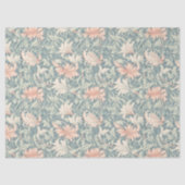 Papier Mousseline William Morris d'inspiration vert pastel rose pâle (Recto)