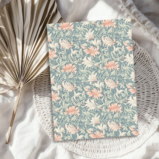 Papier Mousseline William Morris d'inspiration vert pastel rose pâle