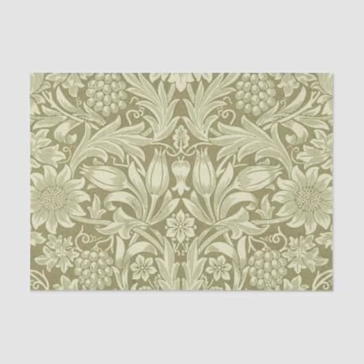 Papier Mousseline William Morris Fleur verte tournesol (Recto)