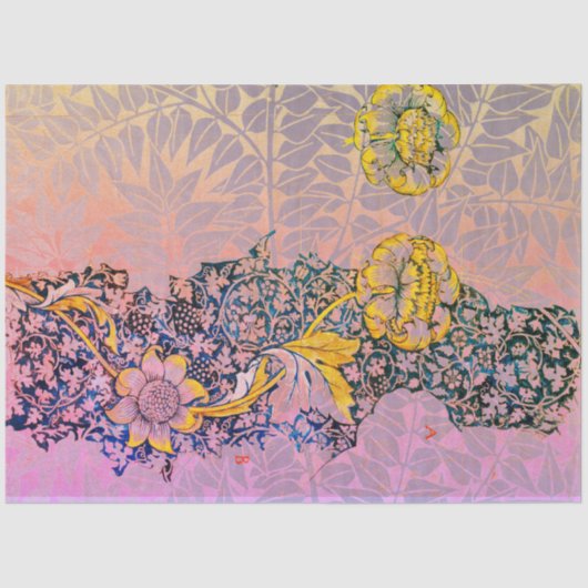 Papier Mousseline William Morris FLEURS ET FEUILLE Tissus Papier (Recto)