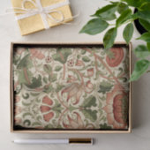 Papier Mousseline William Morris Fleurs Lodden Foliage Vert rose (Cadeau)