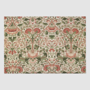 Papier Mousseline William Morris Fleurs Lodden Foliage Vert rose