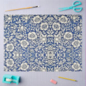 Papier Mousseline William Morris Fleurs Mallow Floral Bleu Blanc Bla (Artisanat)