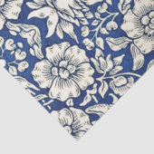 Papier Mousseline William Morris Fleurs Mallow Floral Bleu Blanc Bla (Détail)