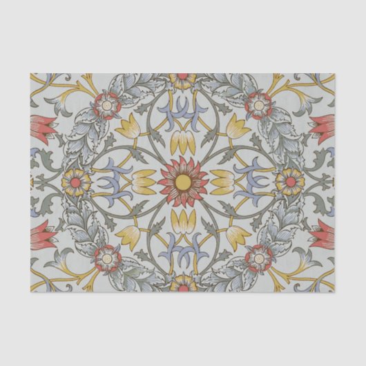 Papier Mousseline William Morris Floral Circle Flower Illustration (Recto)