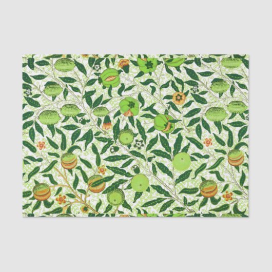 Papier Mousseline William Morris Fruit exotique, Vert citron vert (Recto)