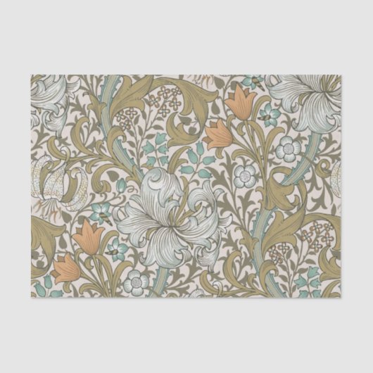 Papier Mousseline William Morris Golden Lily Blue Gold Classic (Recto)