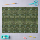 Papier Mousseline William Morris Grand Feuille vert & Fleur bleue (Artisanat)
