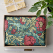 Papier Mousseline William Morris inspiré bordeaux vert poussiéreux (Cadeau)