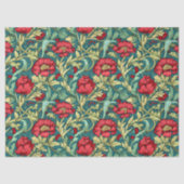 Papier Mousseline William Morris inspiré bordeaux vert poussiéreux (Recto)