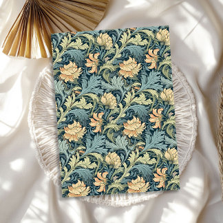 Papier Mousseline William Morris inspiré crème pâle rose pâle bleu