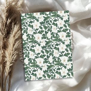 Papier Mousseline William Morris inspiré fleurs blanches verdure