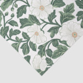 Papier Mousseline William Morris inspiré fleurs blanches verdure (Détail)