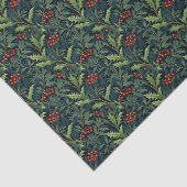 Papier Mousseline William Morris Inspiré Red Holly Berry Noël (Détail)