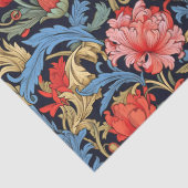 Papier Mousseline William Morris inspiré rose bleu sauge vert (Détail)