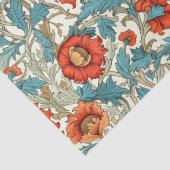 Papier Mousseline William Morris inspiré terre cuite pastel bleu (Détail)