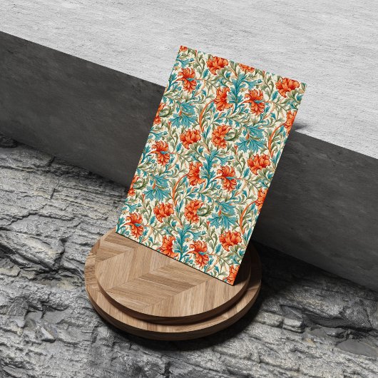 Papier Mousseline William Morris inspiré terre cuite pastel bleu