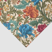 Papier Mousseline William Morris inspiré terre cuite pastel bleu (Détail)