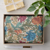 Papier Mousseline William Morris inspiré terre cuite pastel bleu (Cadeau)