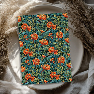 Papier Mousseline William Morris inspiré terre cuite vert poussiéreu