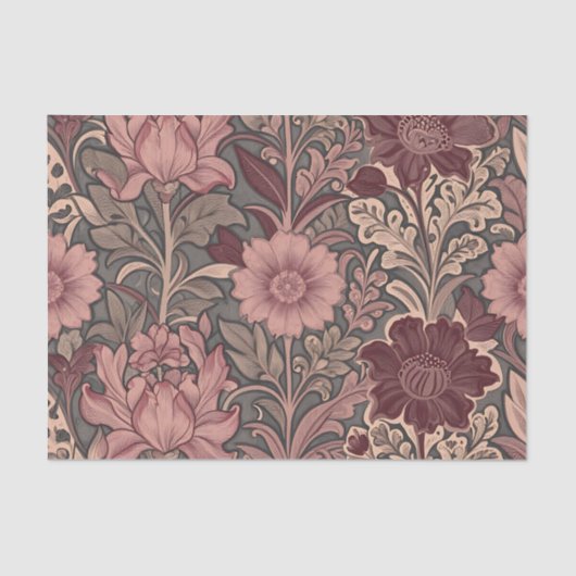 Papier Mousseline William Morris Inspired Floral Pattern (Recto)