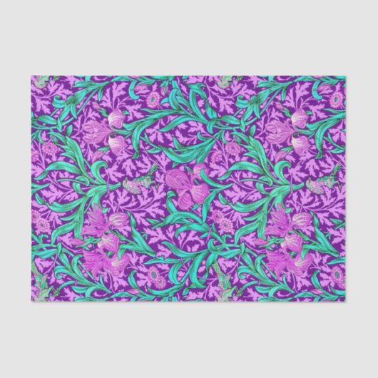 Papier Mousseline William Morris Irises, Améthyste Violet (Recto)