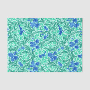 Papier Mousseline William Morris Irises, Bleu de Cobalt, Aqua et Tur