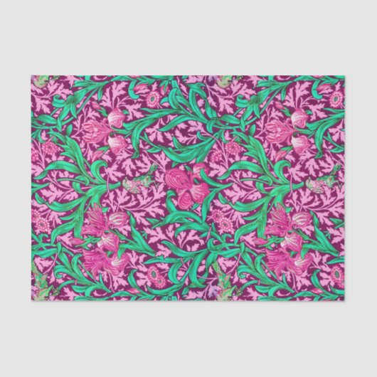 Papier Mousseline William Morris Irises, Fuchsia, rose et vin (Recto)