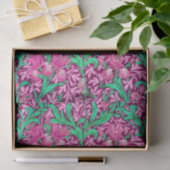 Papier Mousseline William Morris Irises, Fuchsia, rose et vin (Cadeau)