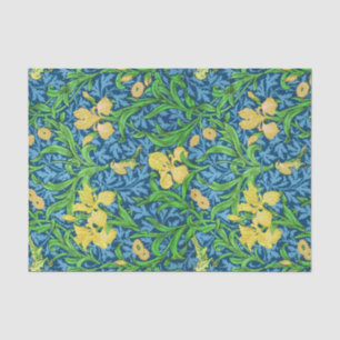 Papier Mousseline William Morris Irises, jaune et bleu de cobalt