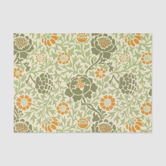 Papier Mousseline William Morris MCM Motif vert (Recto)