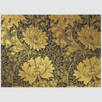 Papier Mousseline William Morris Modèle Floral Noir Et Or