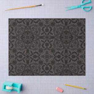 Papier Mousseline William Morris Motif Floral Bourrache Noir Vintage