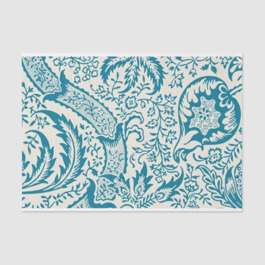 Papier Mousseline William Morris, motif indien, Turquoise (Recto)