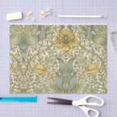 Papier Mousseline William Morris Papier Tissu Floral bleu jaune (Artisanat)