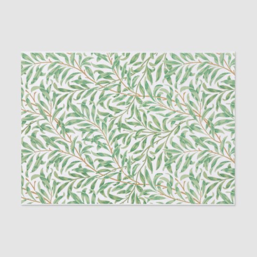Papier Mousseline William Morris Pastel Green Willow Leaf Branches (Recto)