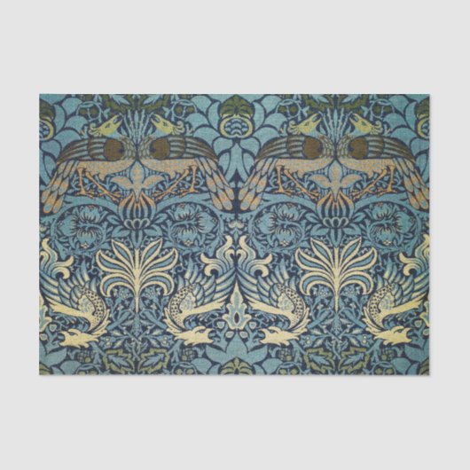 Papier Mousseline William Morris Peacock and Dragon Woven Design (Recto)
