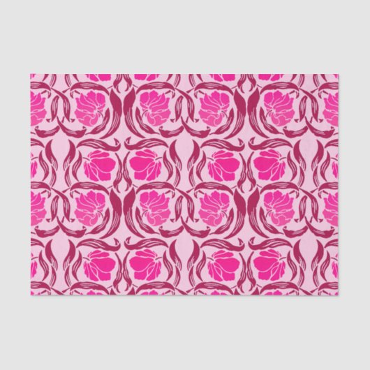 Papier Mousseline William Morris Pimpernel, Fuchsia & Light Pink (Recto)