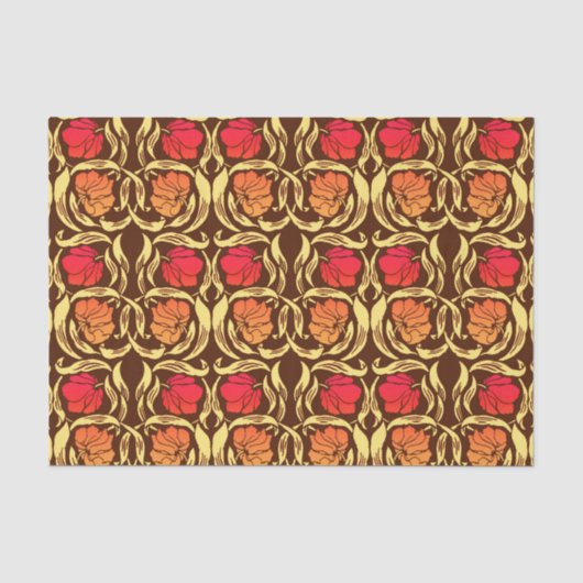 Papier Mousseline William Morris Pimpernel, Rust Orange et Brown (Recto)