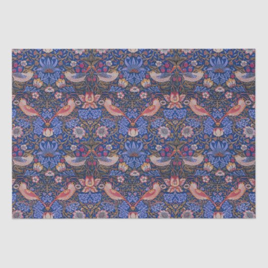 Papier Mousseline William Morris Strawberry Thief Motif floral (Recto)