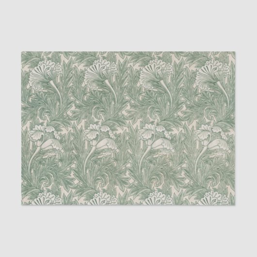 Papier Mousseline William Morris tulip fond textile vert (Recto)