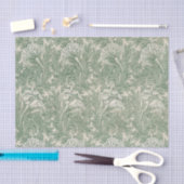 Papier Mousseline William Morris tulip fond textile vert (Artisanat)