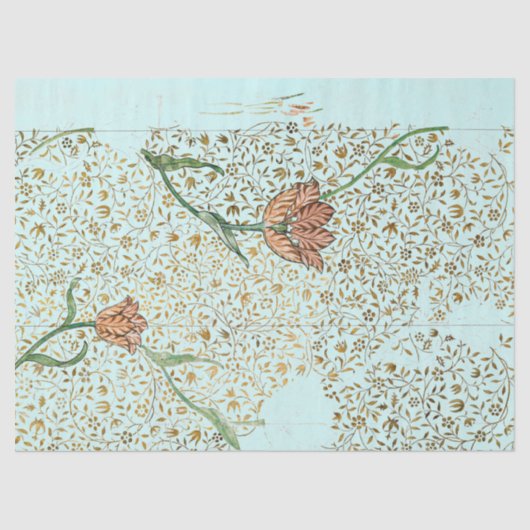 Papier Mousseline William Morris VINE ET TULIP AQUA Tissue Paper (Recto)