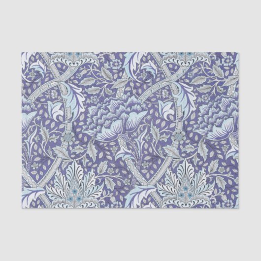 Papier Mousseline William Morris Windrush fleurs bleues (Recto)