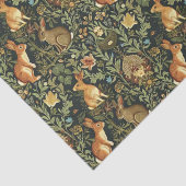 Papier Mousseline William Morris Woodland Lapins floraux Noël (Détail)