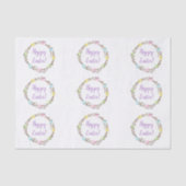 Papier Mousseline Willow Wreath With Colorful Eggs Happy Easter (Recto)