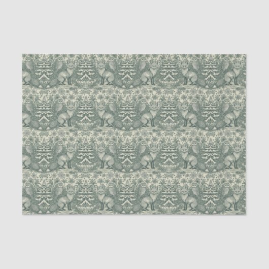 Papier Mousseline Winter / Christmas Fox & Owl Illustration Pattern (Recto)