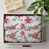 Papier Mousseline Winter Holiday Christmas Red Floral Pattern   (Cadeau)