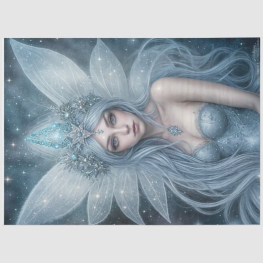 Papier Mousseline Winter Ice Fairy Queen with Crystal Wings Fantasy  (Recto)