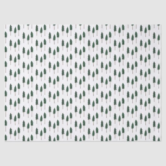 Papier Mousseline Winter Pine Trees Minimalist Retro Forest Pattern  (Recto)